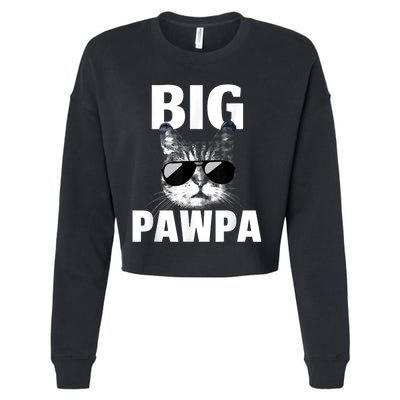 Funny Black And White Cat Kitten Big Pawpa Cropped Pullover Crew