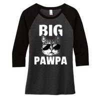 Funny Black And White Cat Kitten Big Pawpa Women's Tri-Blend 3/4-Sleeve Raglan Shirt