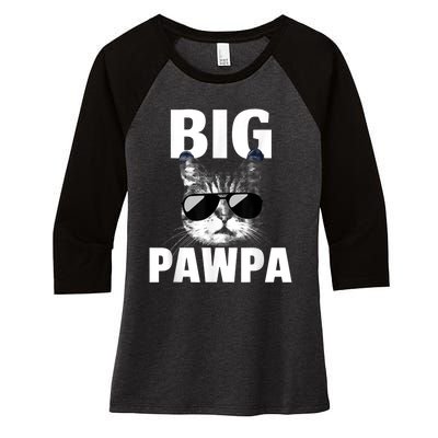 Funny Black And White Cat Kitten Big Pawpa Women's Tri-Blend 3/4-Sleeve Raglan Shirt