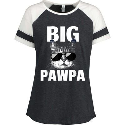 Funny Black And White Cat Kitten Big Pawpa Enza Ladies Jersey Colorblock Tee