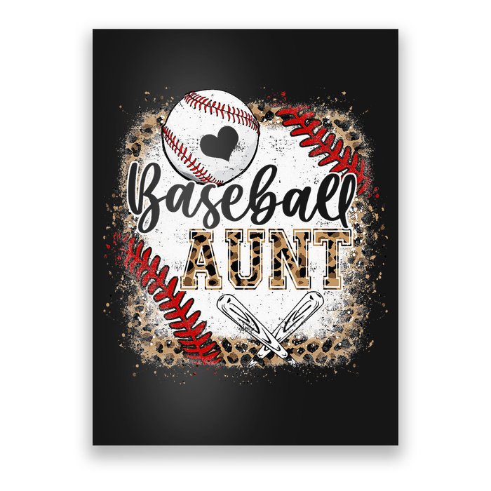 Funny Baseball Auntie Vintage Leopard Baseball Pride Gift Poster