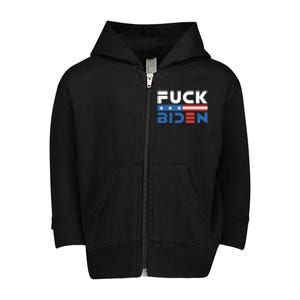 Fuck Biden American Flag Anti Biden Fuck Joe Biden Toddler Zip Fleece Hoodie