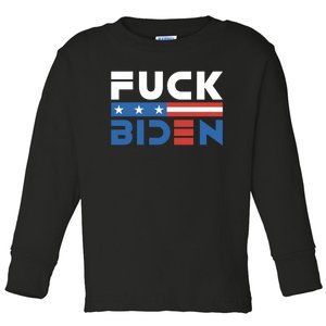 Fuck Biden American Flag Anti Biden Fuck Joe Biden Toddler Long Sleeve Shirt