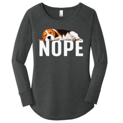 Funny Beagle Art Nope Beagle Dog Beagle Lover Gift Women's Perfect Tri Tunic Long Sleeve Shirt