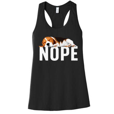 Funny Beagle Art Nope Beagle Dog Beagle Lover Gift Women's Racerback Tank