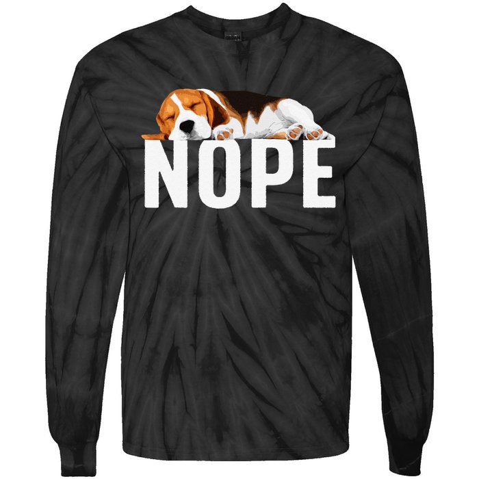 Funny Beagle Art Nope Beagle Dog Beagle Lover Gift Tie-Dye Long Sleeve Shirt