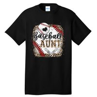 Funny Baseball Auntie Vintage Leopard Baseball Pride Gift Tall T-Shirt