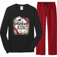 Funny Baseball Auntie Vintage Leopard Baseball Pride Gift Long Sleeve Pajama Set