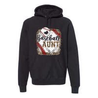 Funny Baseball Auntie Vintage Leopard Baseball Pride Gift Premium Hoodie