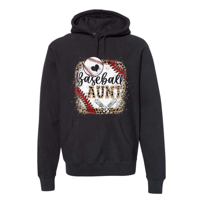 Funny Baseball Auntie Vintage Leopard Baseball Pride Gift Premium Hoodie