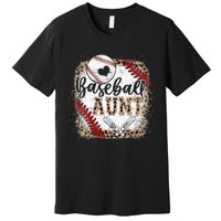 Funny Baseball Auntie Vintage Leopard Baseball Pride Gift Premium T-Shirt