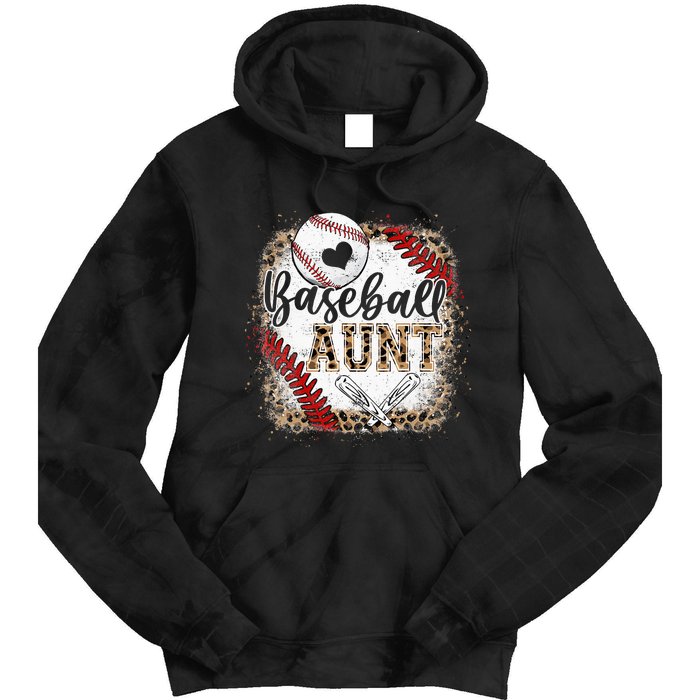 Funny Baseball Auntie Vintage Leopard Baseball Pride Gift Tie Dye Hoodie