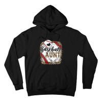 Funny Baseball Auntie Vintage Leopard Baseball Pride Gift Tall Hoodie