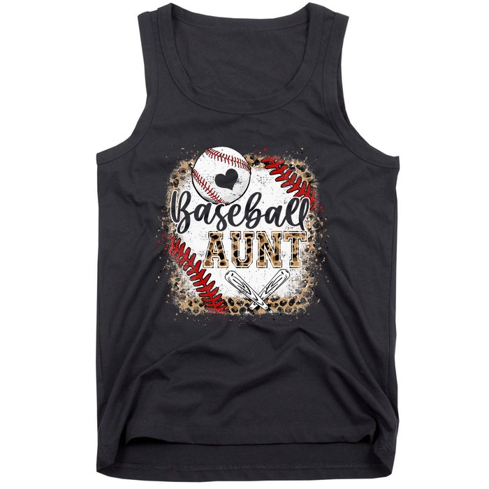 Funny Baseball Auntie Vintage Leopard Baseball Pride Gift Tank Top