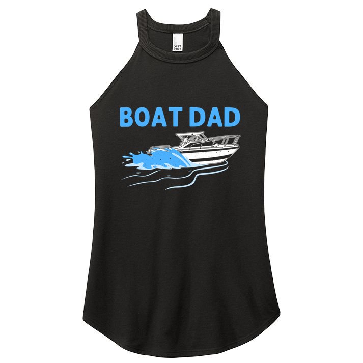 Funny Boating Art For Dad Father Boat Captain Boater Pontoon Cute Gift Women's Perfect Tri Rocker Tank