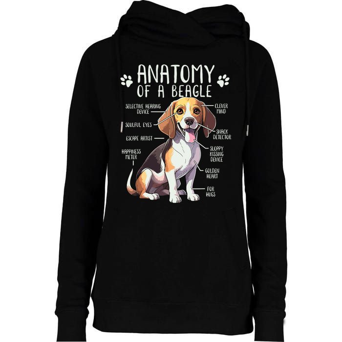 Funny Beagle Anatomy Of A Beagle Dog Owner Cute Pet Lover Womens Funnel Neck Pullover Hood