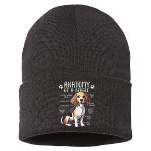 Funny Beagle Anatomy Of A Beagle Dog Owner Cute Pet Lover Sustainable Knit Beanie