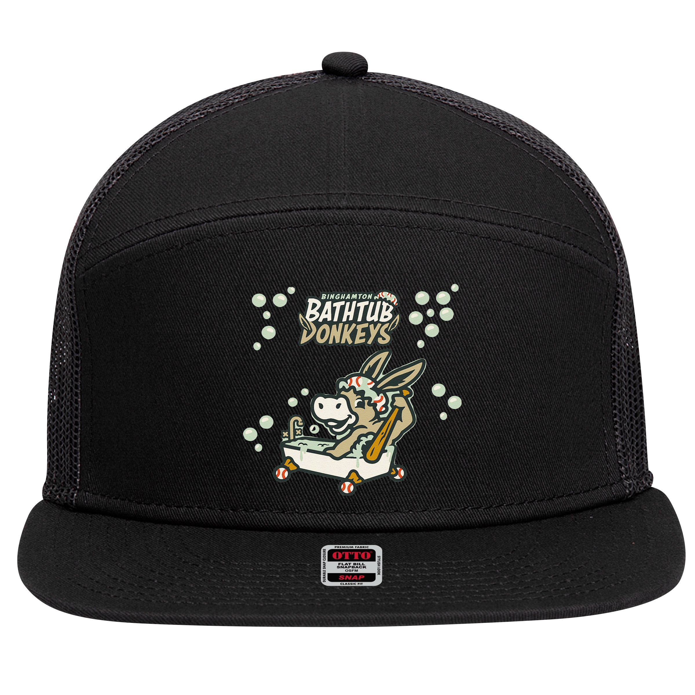 Funny Binghamton Bathtub Donkey Gift 7 Panel Mesh Trucker Snapback Hat