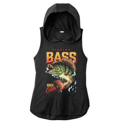 Fishing Bass Bitch Catch Ladies PosiCharge Tri-Blend Wicking Draft Hoodie Tank