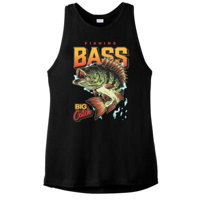 Fishing Bass Bitch Catch Ladies PosiCharge Tri-Blend Wicking Tank