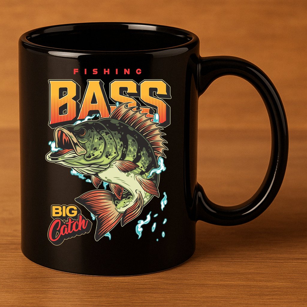 Fishing Bass Bitch Catch 11oz C Handle Ceramic Mug