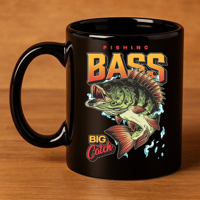 Fishing Bass Bitch Catch 11oz C Handle Ceramic Mug