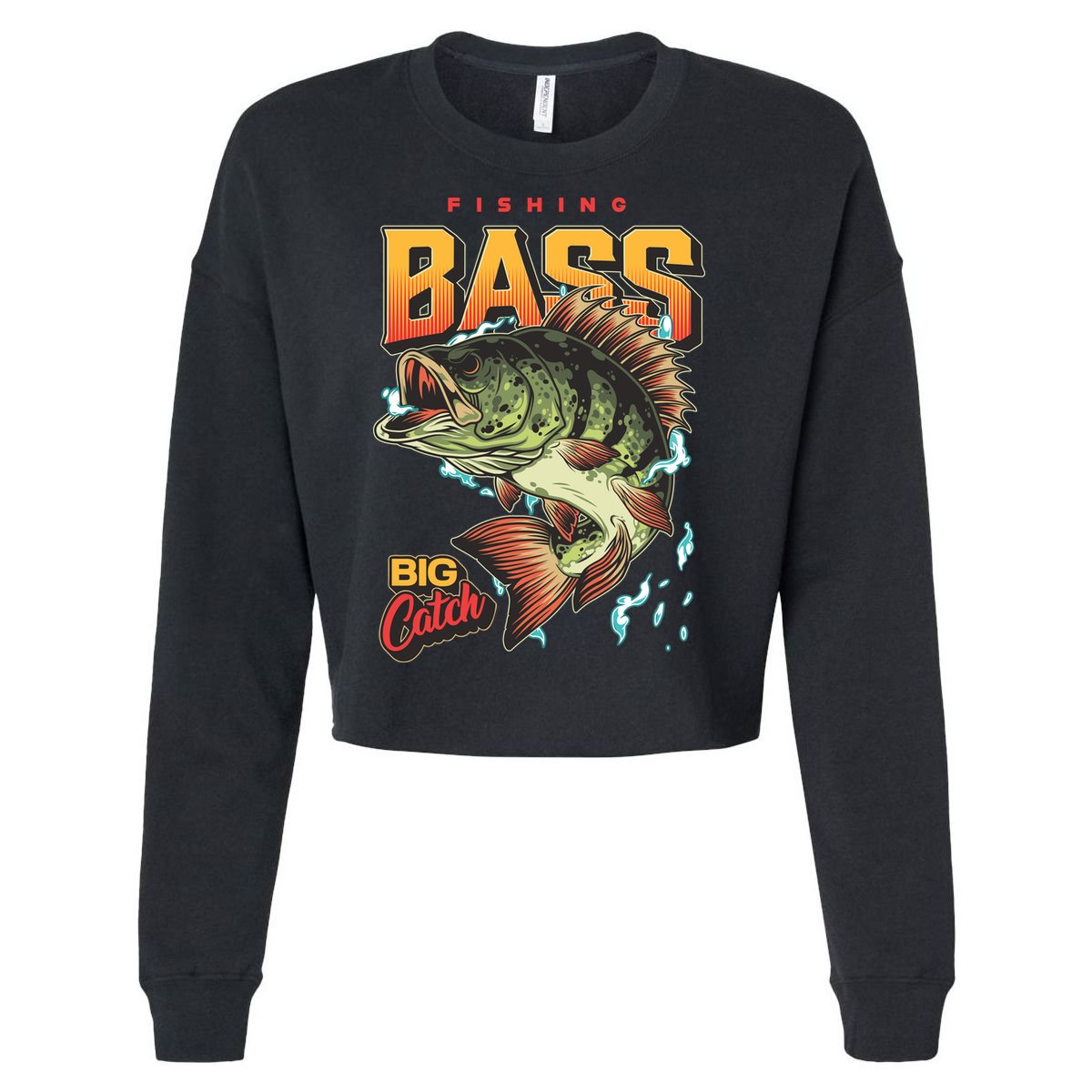 Fishing Bass Bitch Catch Cropped Pullover Crew