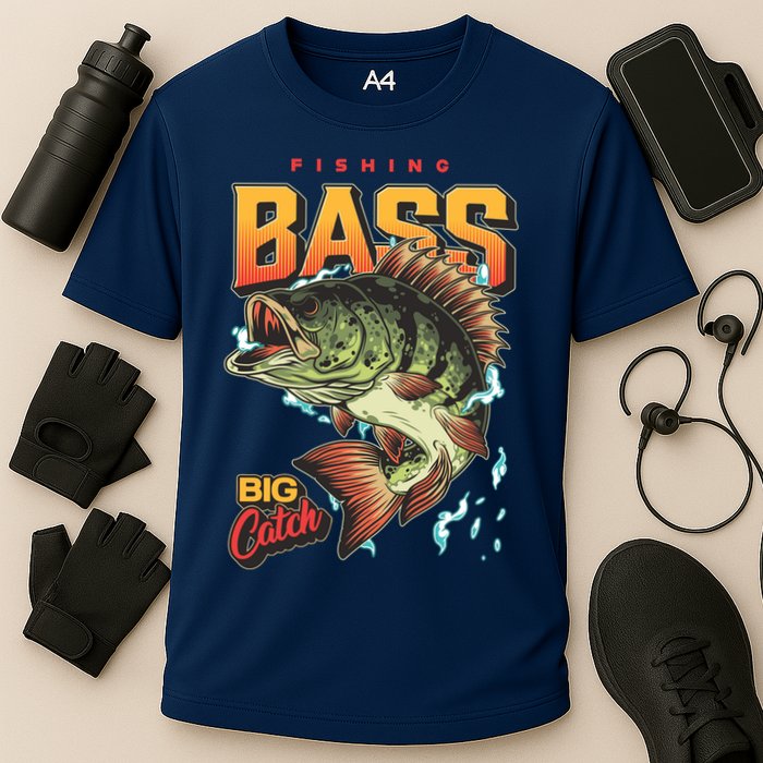 Fishing Bass Bitch Catch Cooling Performance Crew T-Shirt