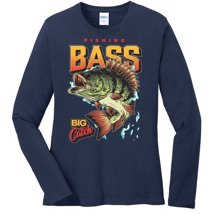 Fishing Bass Bitch Catch Ladies Long Sleeve Shirt