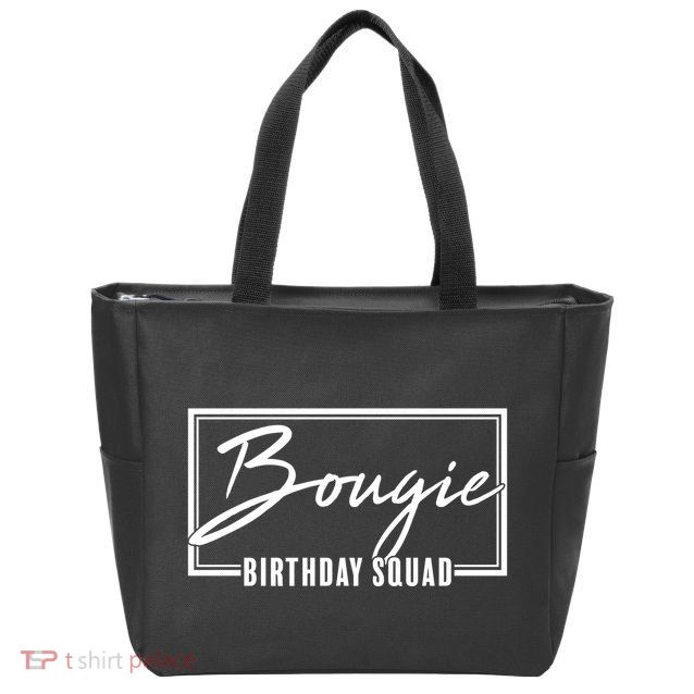 Funny Bougie Birthday Squad Matching Group Shirts Zip Tote Bag