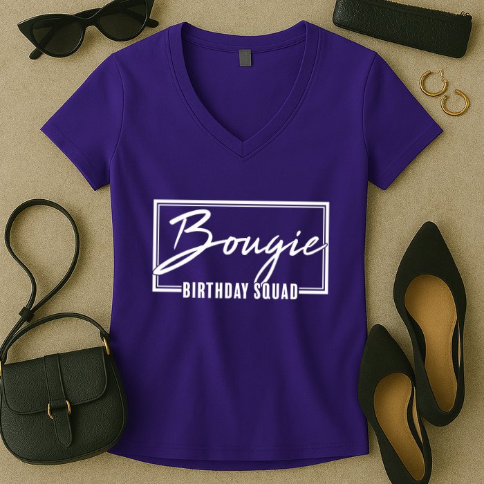 Funny Bougie Birthday Squad Matching Group Shirts Women's V-Neck T-Shirt