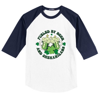 Fueled By Beer And Shenanigans Retro St Patricks Day Irish Baseball Sleeve Shirt