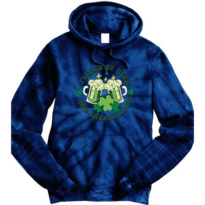 Fueled By Beer And Shenanigans Retro St Patricks Day Irish Tie Dye Hoodie