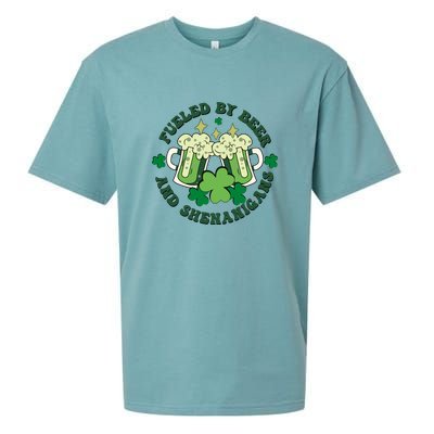 Fueled By Beer And Shenanigans Retro St Patricks Day Irish Sueded Cloud Jersey T-Shirt