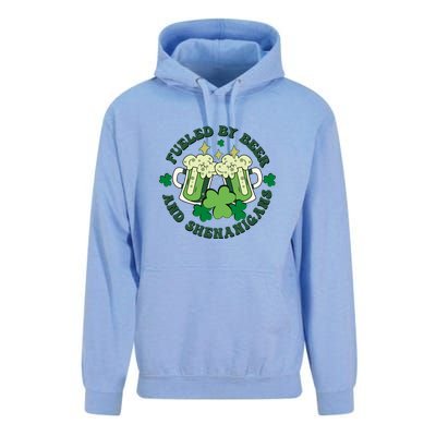 Fueled By Beer And Shenanigans Retro St Patricks Day Irish Unisex Surf Hoodie