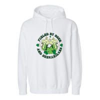 Fueled By Beer And Shenanigans Retro St Patricks Day Irish Garment-Dyed Fleece Hoodie