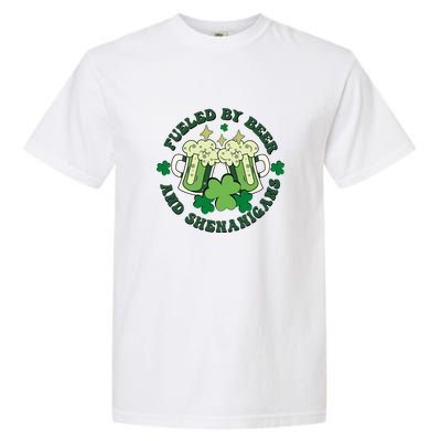 Fueled By Beer And Shenanigans Retro St Patricks Day Irish Garment-Dyed Heavyweight T-Shirt