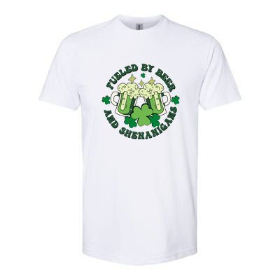 Fueled By Beer And Shenanigans Retro St Patricks Day Irish Softstyle CVC T-Shirt