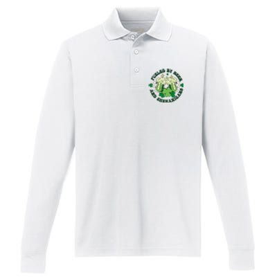 Fueled By Beer And Shenanigans Retro St Patricks Day Irish Performance Long Sleeve Polo