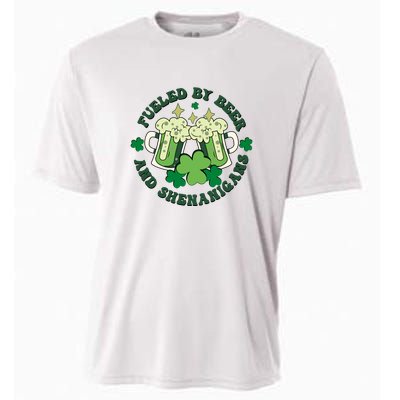 Fueled By Beer And Shenanigans Retro St Patricks Day Irish Cooling Performance Crew T-Shirt