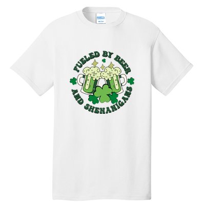 Fueled By Beer And Shenanigans Retro St Patricks Day Irish Tall T-Shirt