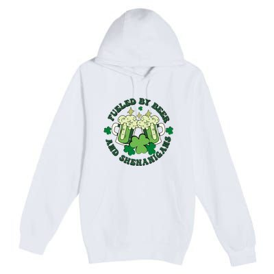 Fueled By Beer And Shenanigans Retro St Patricks Day Irish Premium Pullover Hoodie