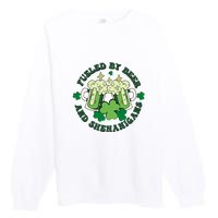 Fueled By Beer And Shenanigans Retro St Patricks Day Irish Premium Crewneck Sweatshirt