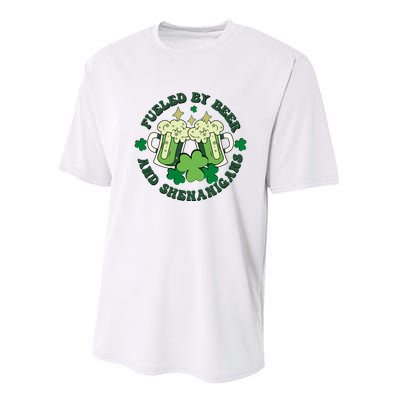 Fueled By Beer And Shenanigans Retro St Patricks Day Irish Performance Sprint T-Shirt