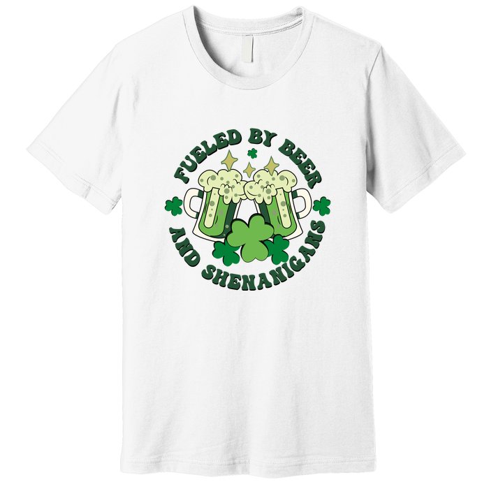 Fueled By Beer And Shenanigans Retro St Patricks Day Irish Premium T-Shirt