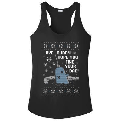 Funny Bye Buddy Christmas  Hope You Find Your Dad Elf Narwhal Ladies PosiCharge Competitor Racerback Tank