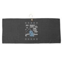 Funny Bye Buddy Christmas  Hope You Find Your Dad Elf Narwhal Large Microfiber Waffle Golf Towel