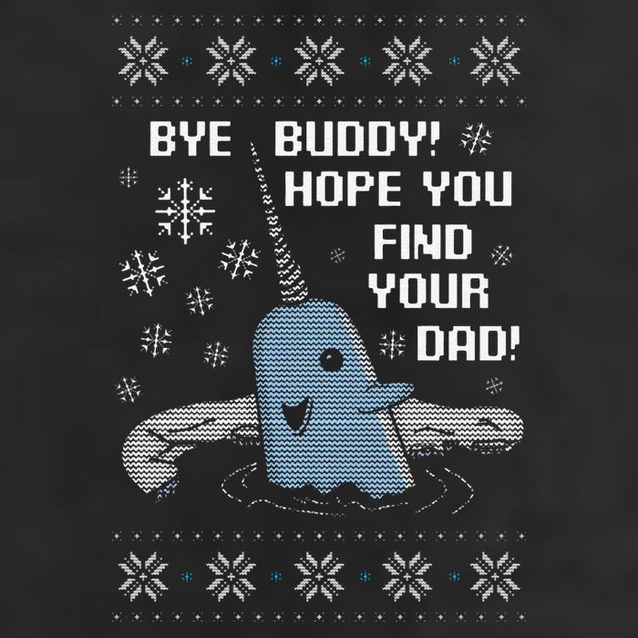 Funny Bye Buddy Christmas  Hope You Find Your Dad Elf Narwhal Large Microfiber Waffle Golf Towel