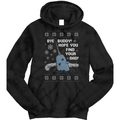 Funny Bye Buddy Christmas  Hope You Find Your Dad Elf Narwhal Tie Dye Hoodie