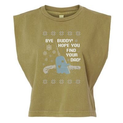 Funny Bye Buddy Christmas  Hope You Find Your Dad Elf Narwhal Garment-Dyed Women's Muscle Tee